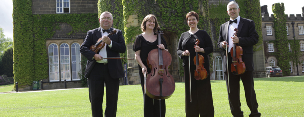 Professional musicians for hire, providing string quartet music for wedding ceremonies and corporate events